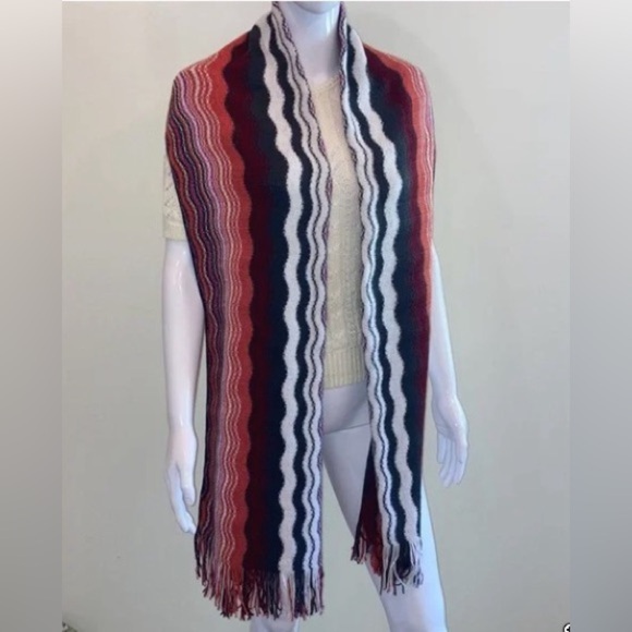 Missoni multicolor wave zig zag knit scarf - Picture 2 of 7